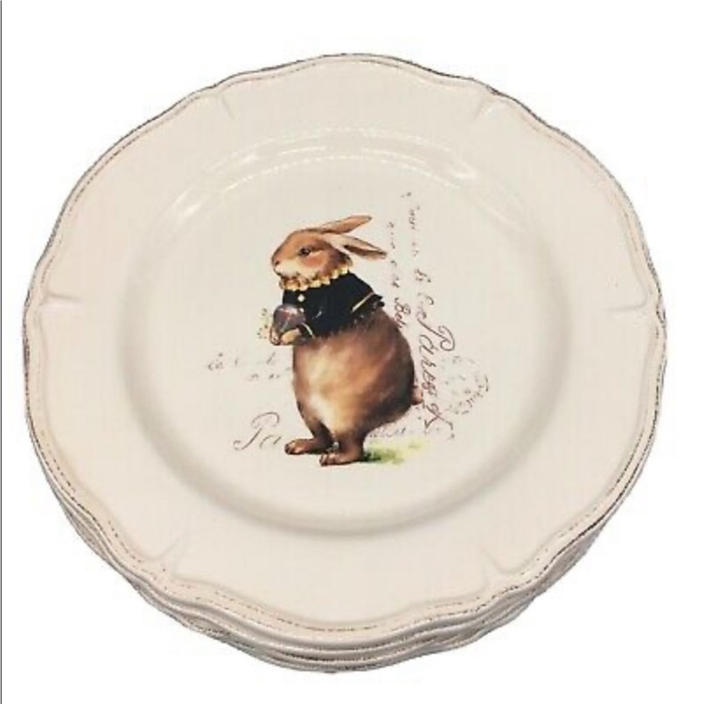 Magenta vintage rabbit Easter bunny spring plate